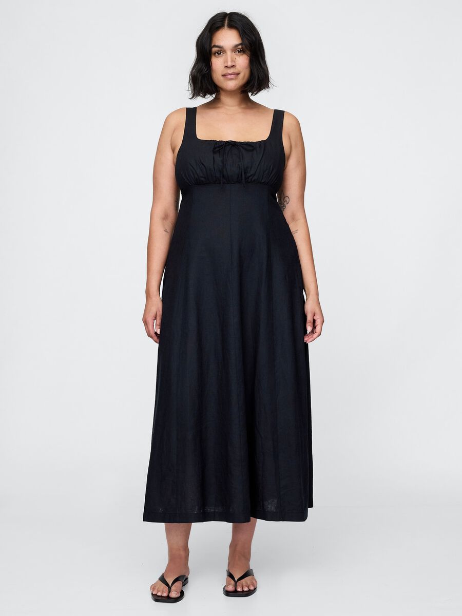 Gap Black Linen and Viscose Long Dress_4