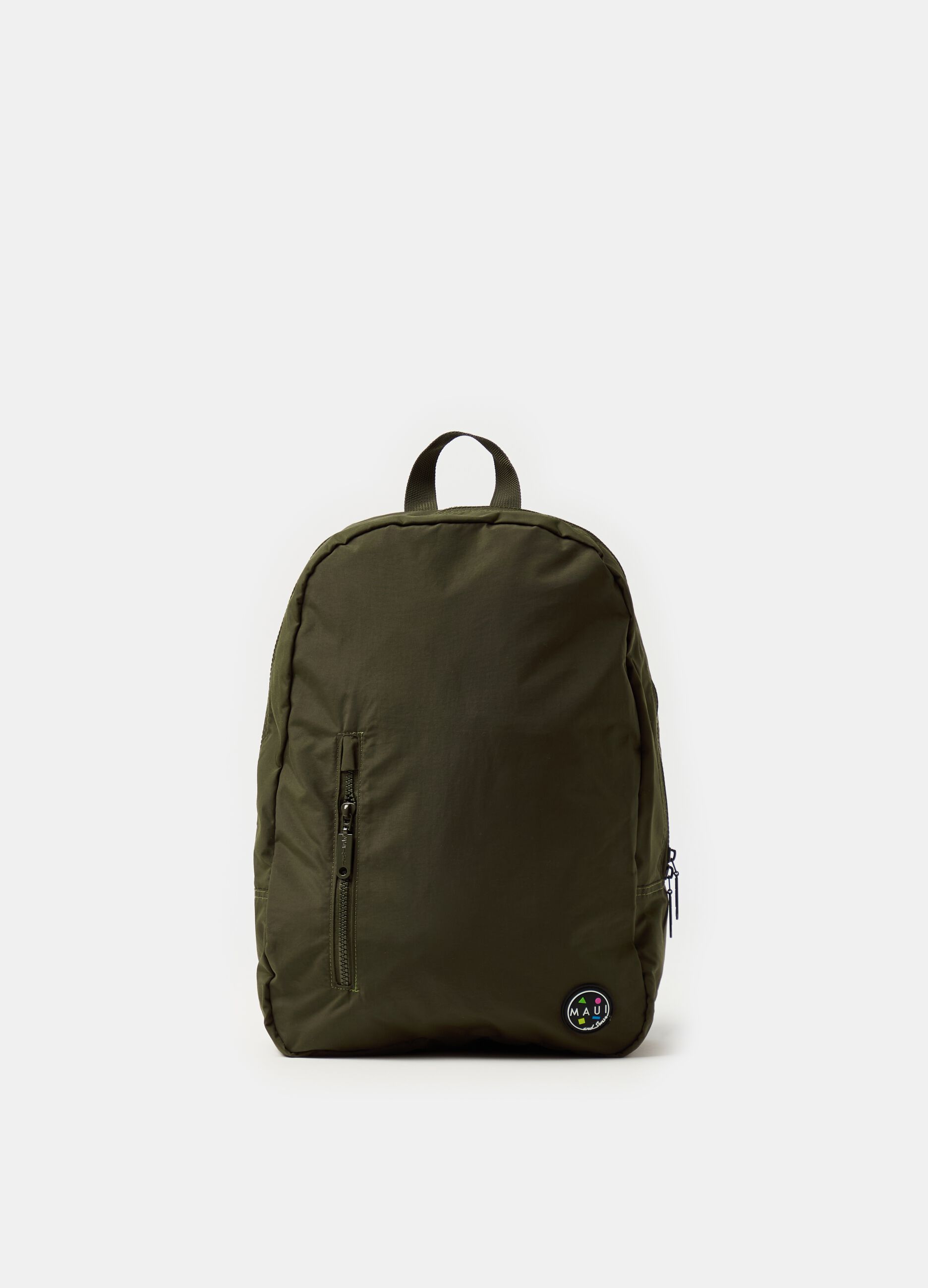 Oval backpack with outside pocket