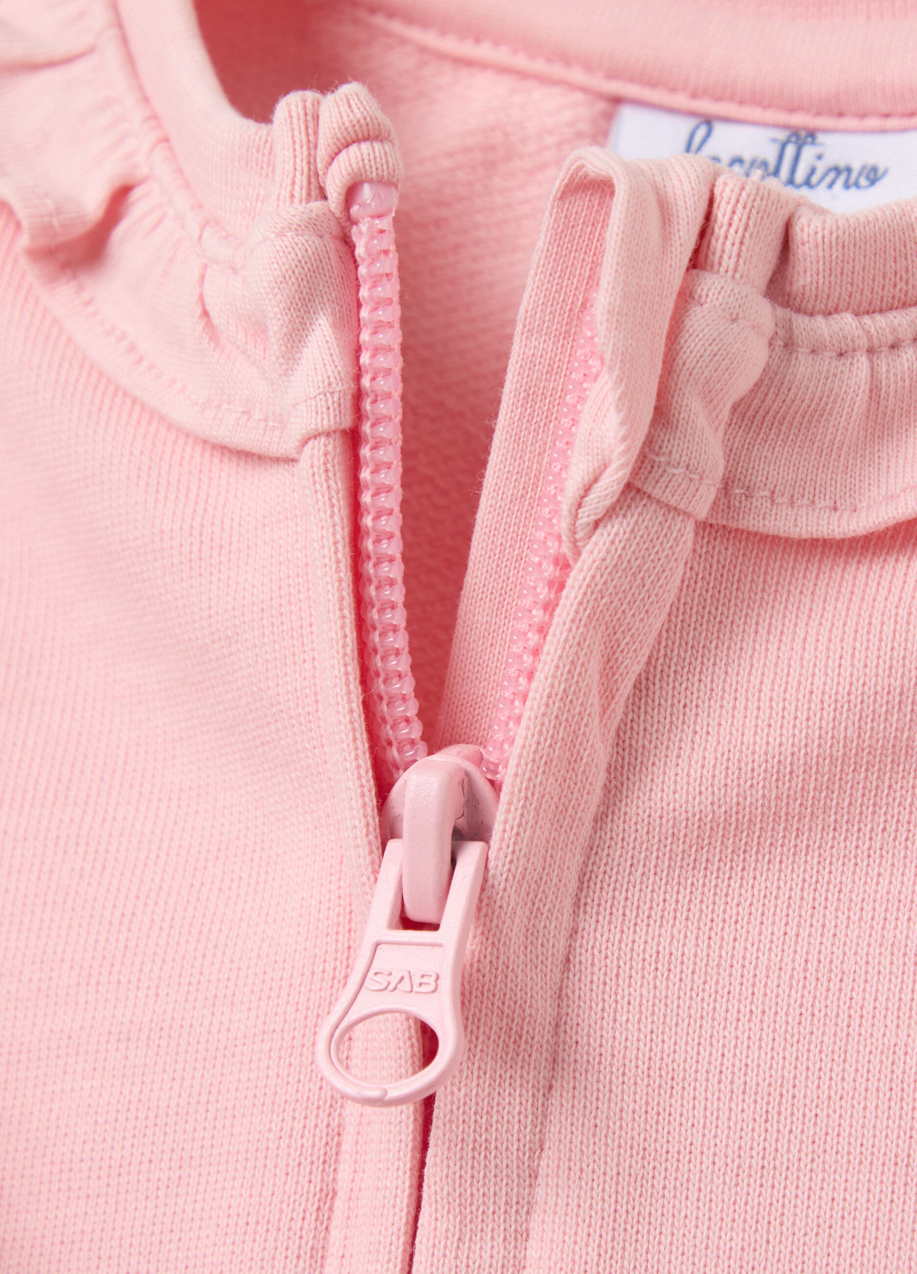 Full-zip in French Terry with embroidered flowers