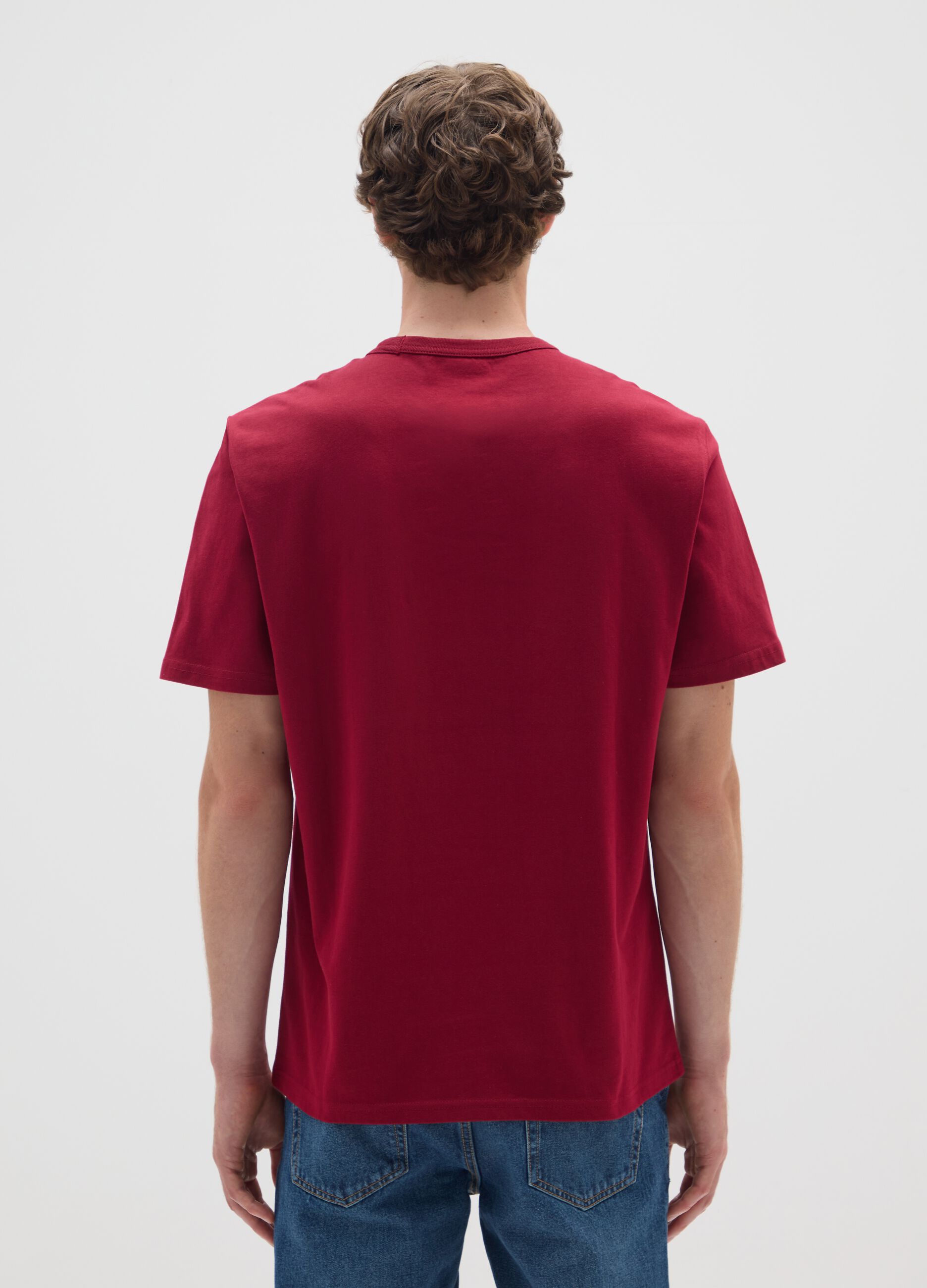 Red pure cotton regular fit T-shirt