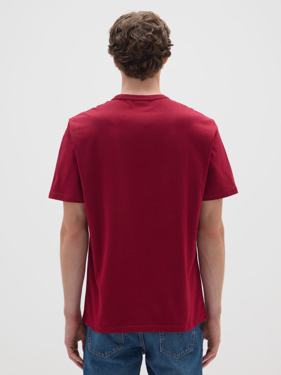 Red pure cotton regular fit T-shirt_2
