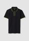 Blue stretch cotton polo with contrast piping_4
