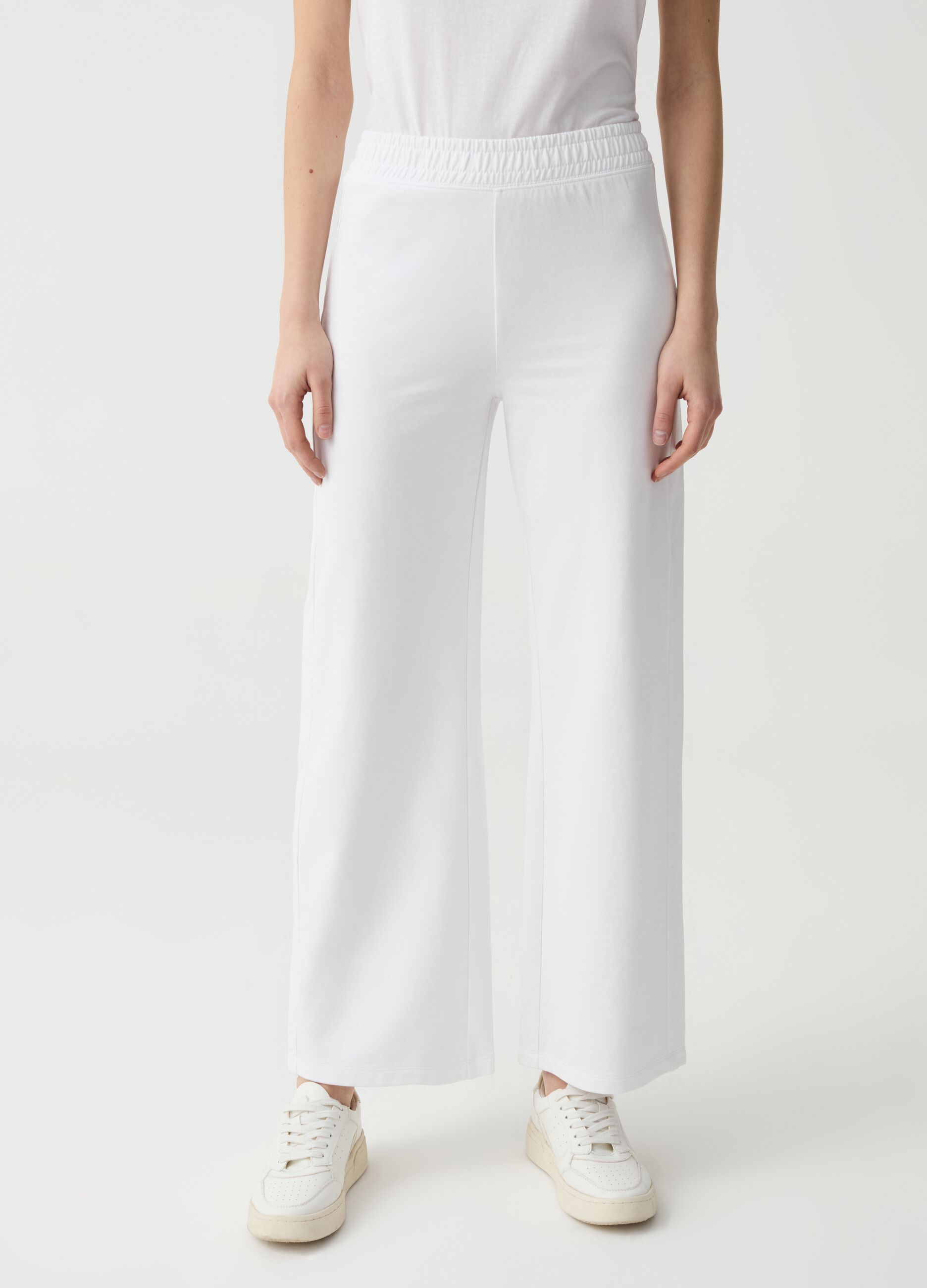 Joggers wide leg in felpa