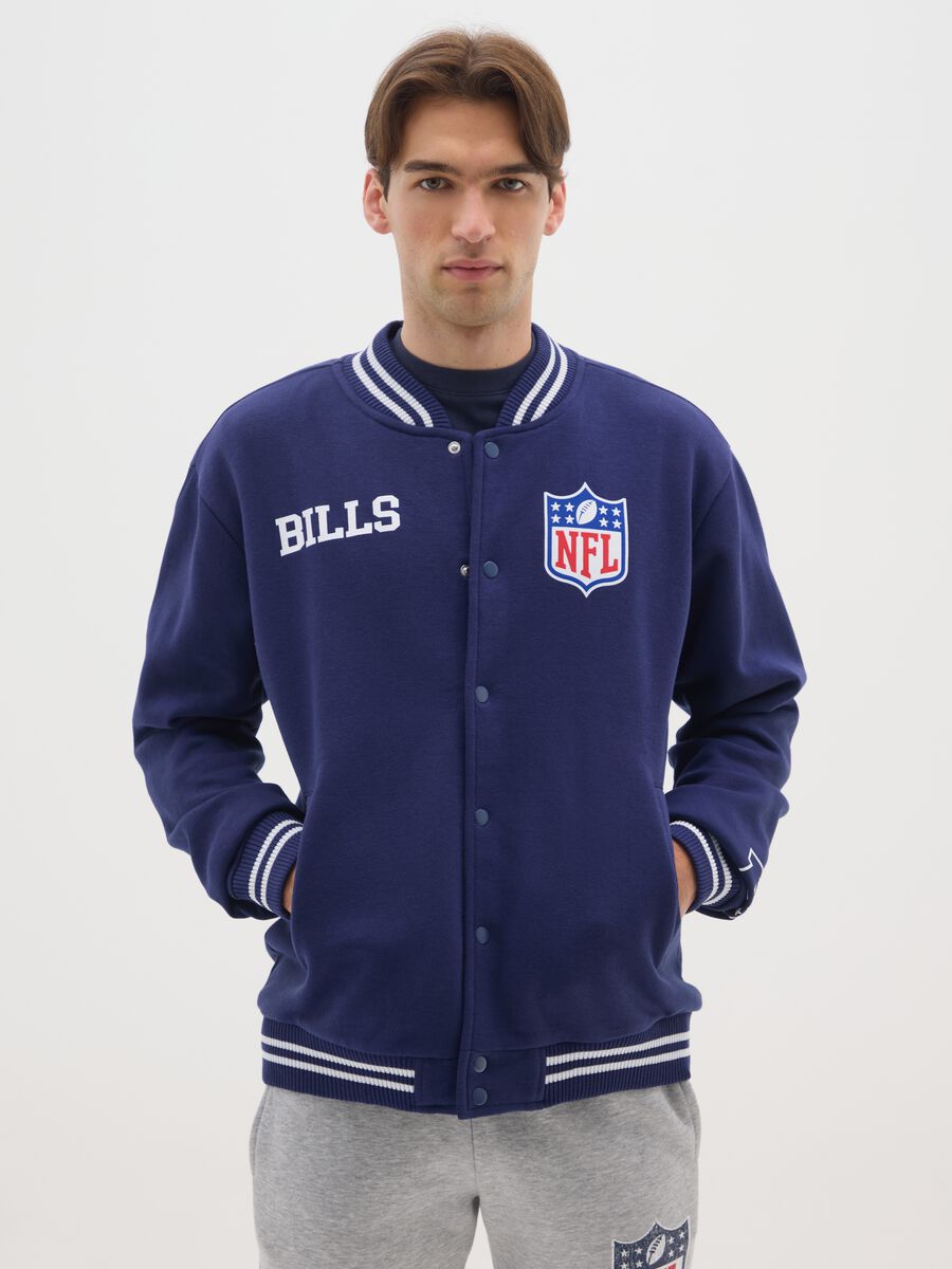 Giubbotto in misto cotone blu regular fit_0