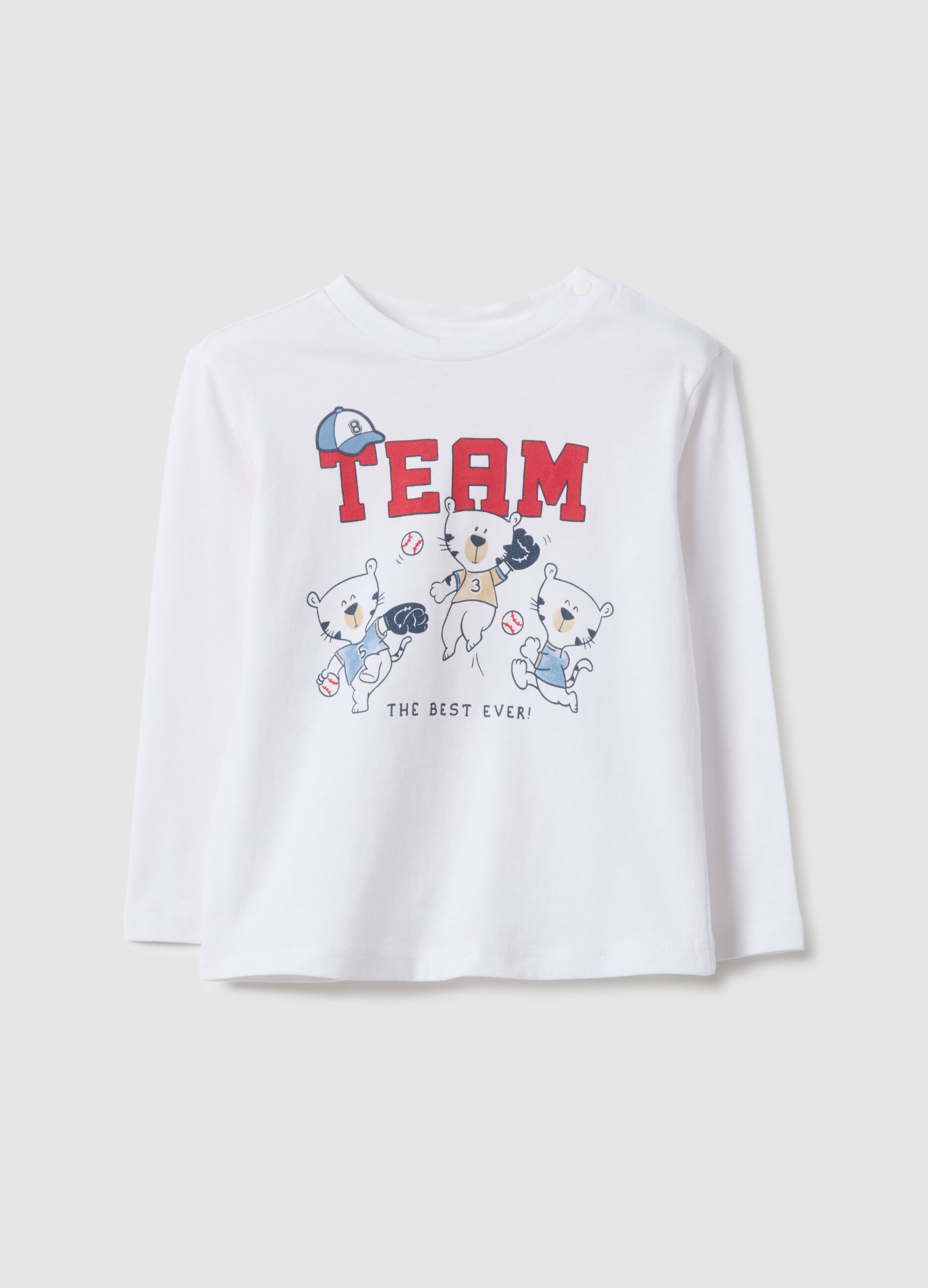 White pure cotton toddler t-shirt regular fit with tiger