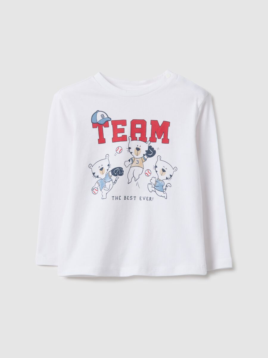 White pure cotton toddler t-shirt regular fit with tiger_0