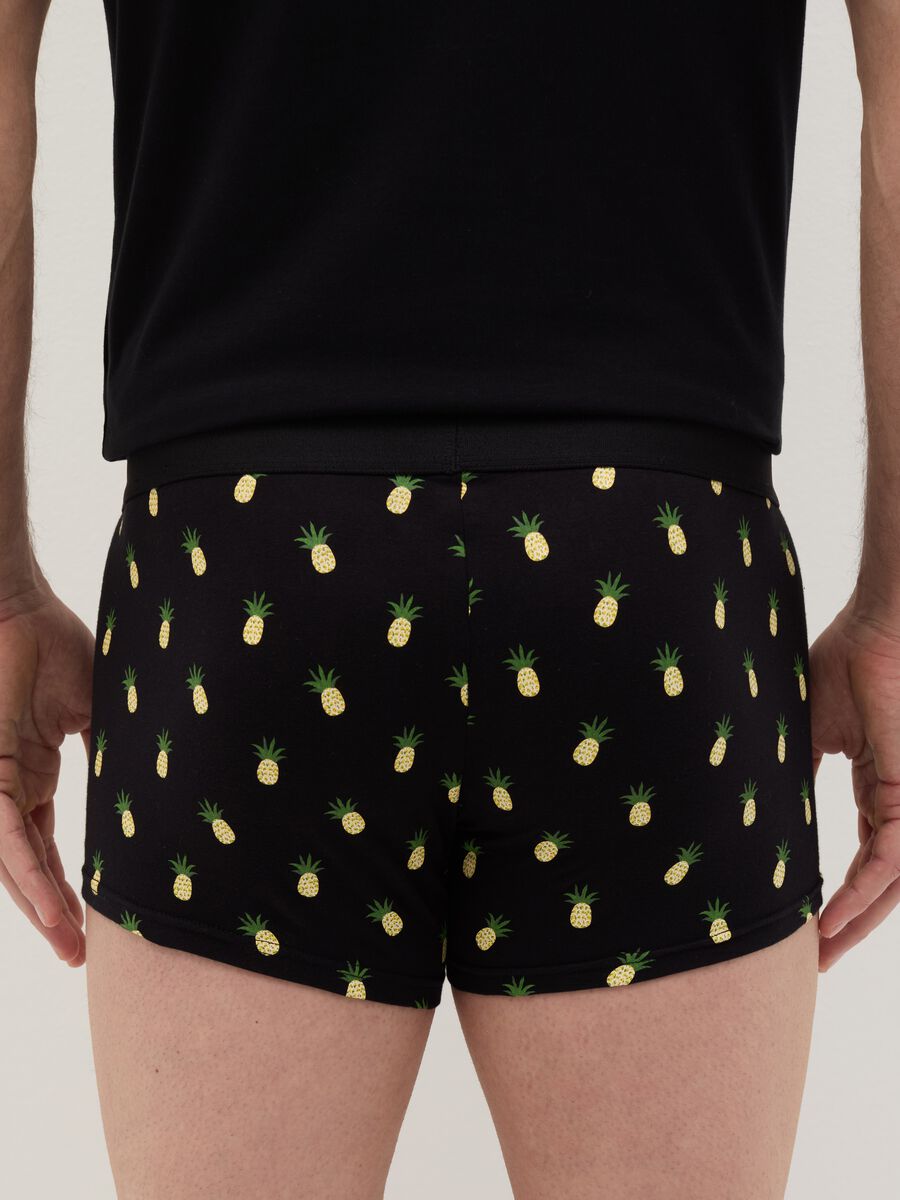 Midi boxer shorts in stretch cotton with pattern._3