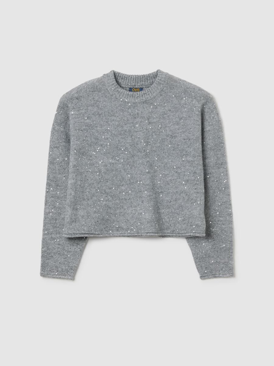 Grey crew neck jumper with lurex_3