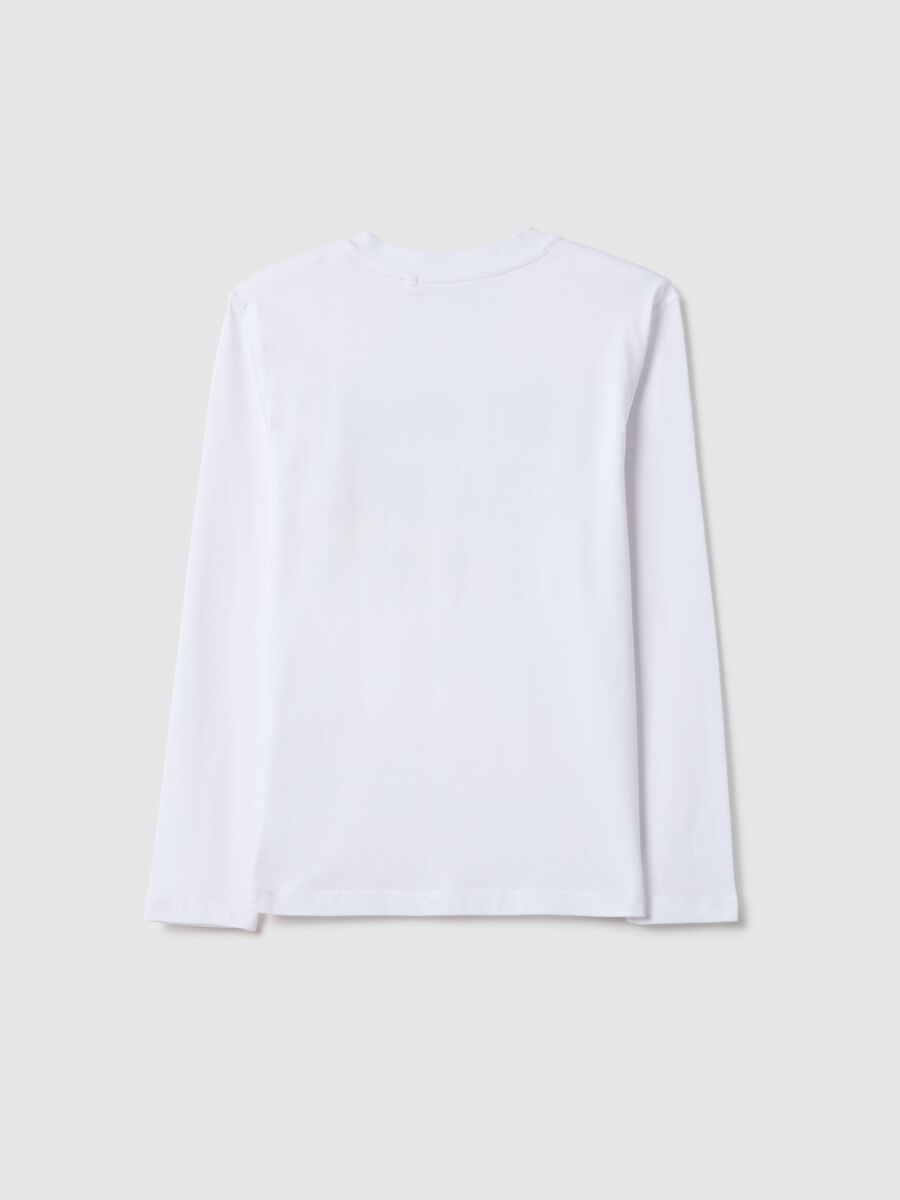 T-shirt in puro cotone bianca regular fit con stampa per ragazzo_4