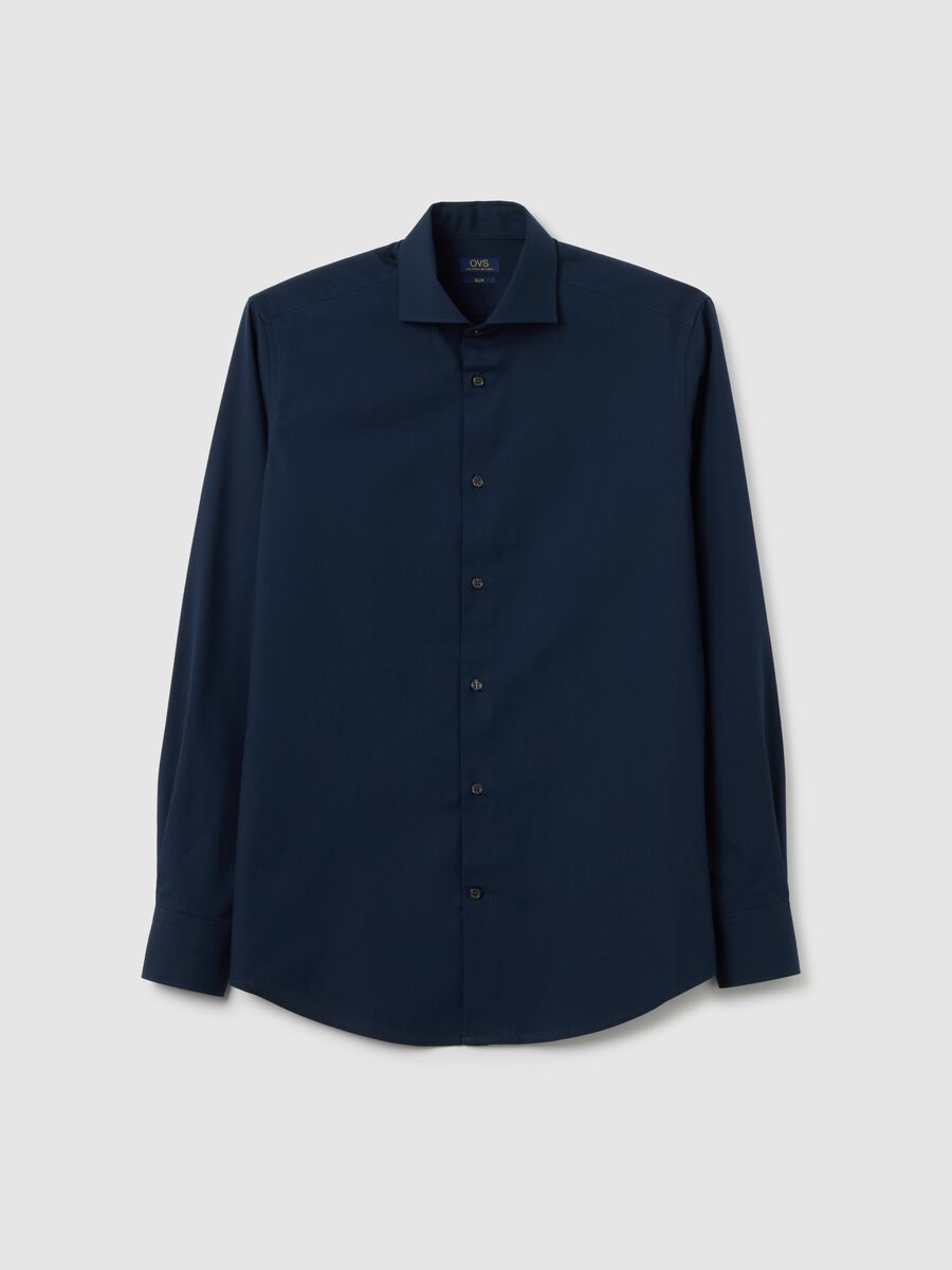 Men's Pure Cotton Blue Slim Fit Shirt_0