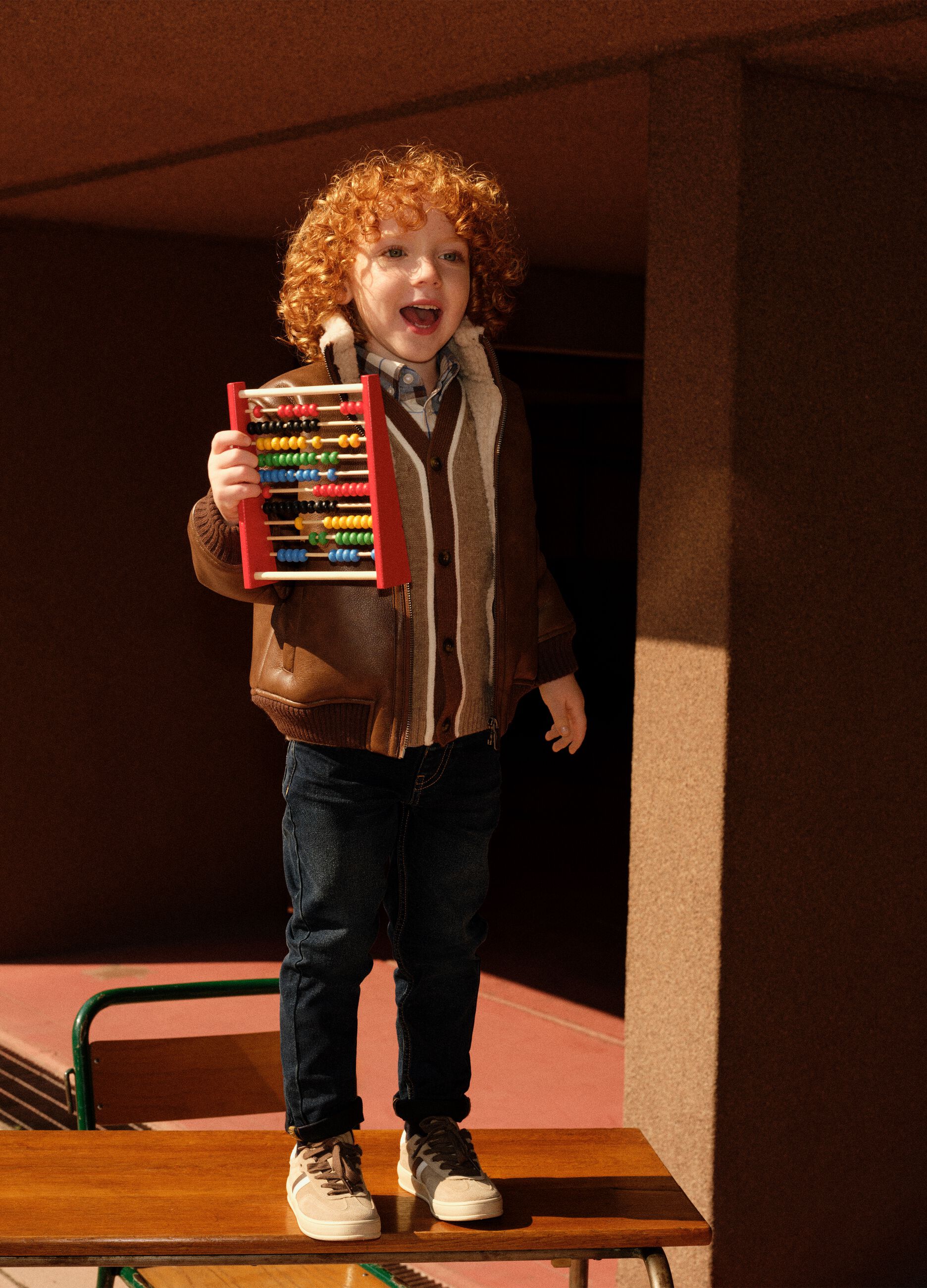 Brown bonded fabric jacket