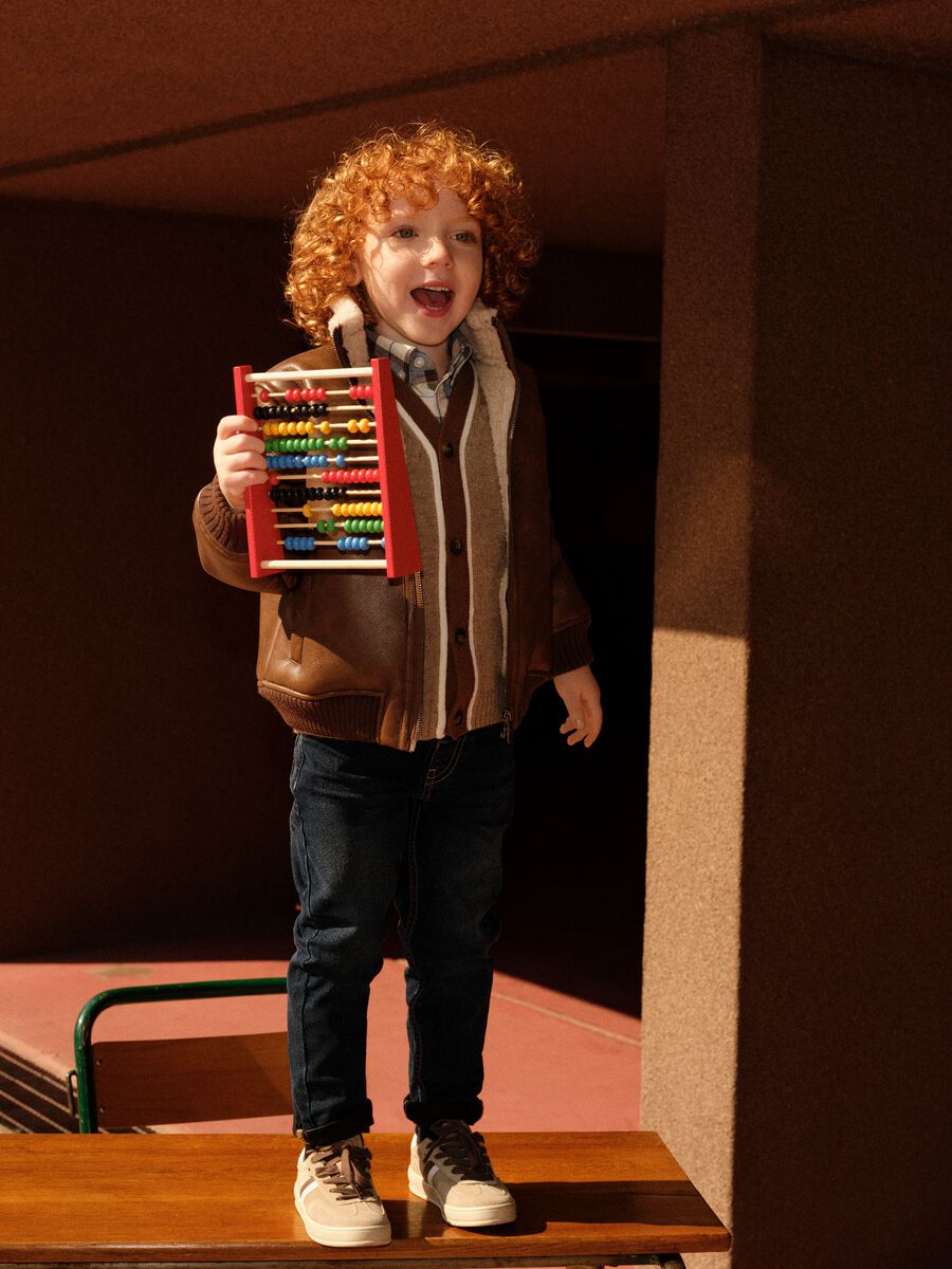 Giubbino da bambino marrone in tessuto bonded regular fit_0