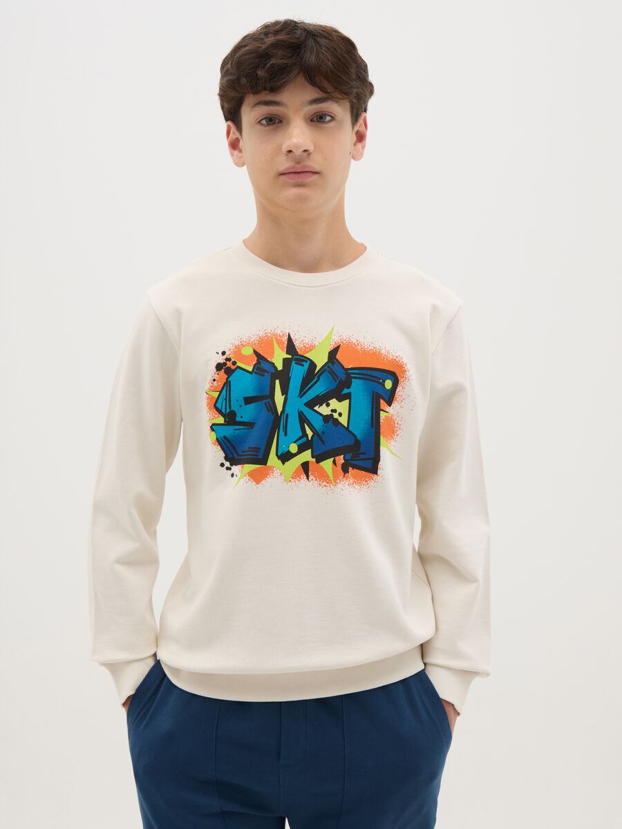 French terry sweatshirt with "SKT" print_0