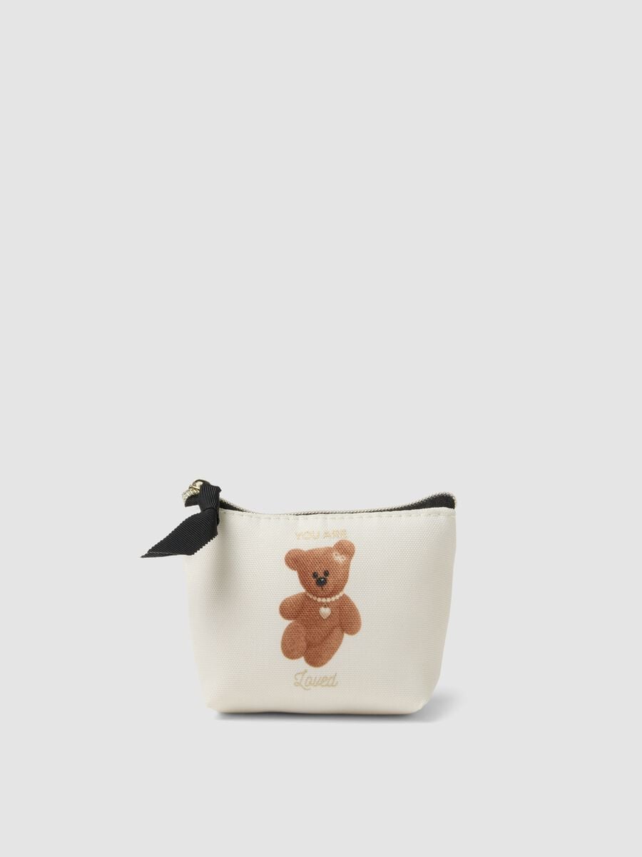 White pouch with teddy print_0