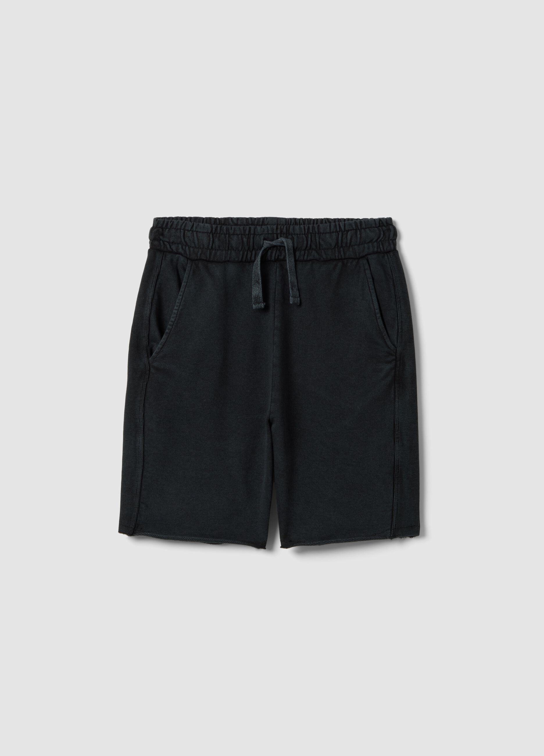 Black pure cotton shorts with elasticated waist