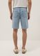 Light Blue Denim-Blend Slim Fit Shorts_2