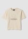 Beige short-sleeved pure cotton T-shirt with embroidery_4