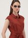 Red midi dress in pure viscose with tie belt, regular fit_2