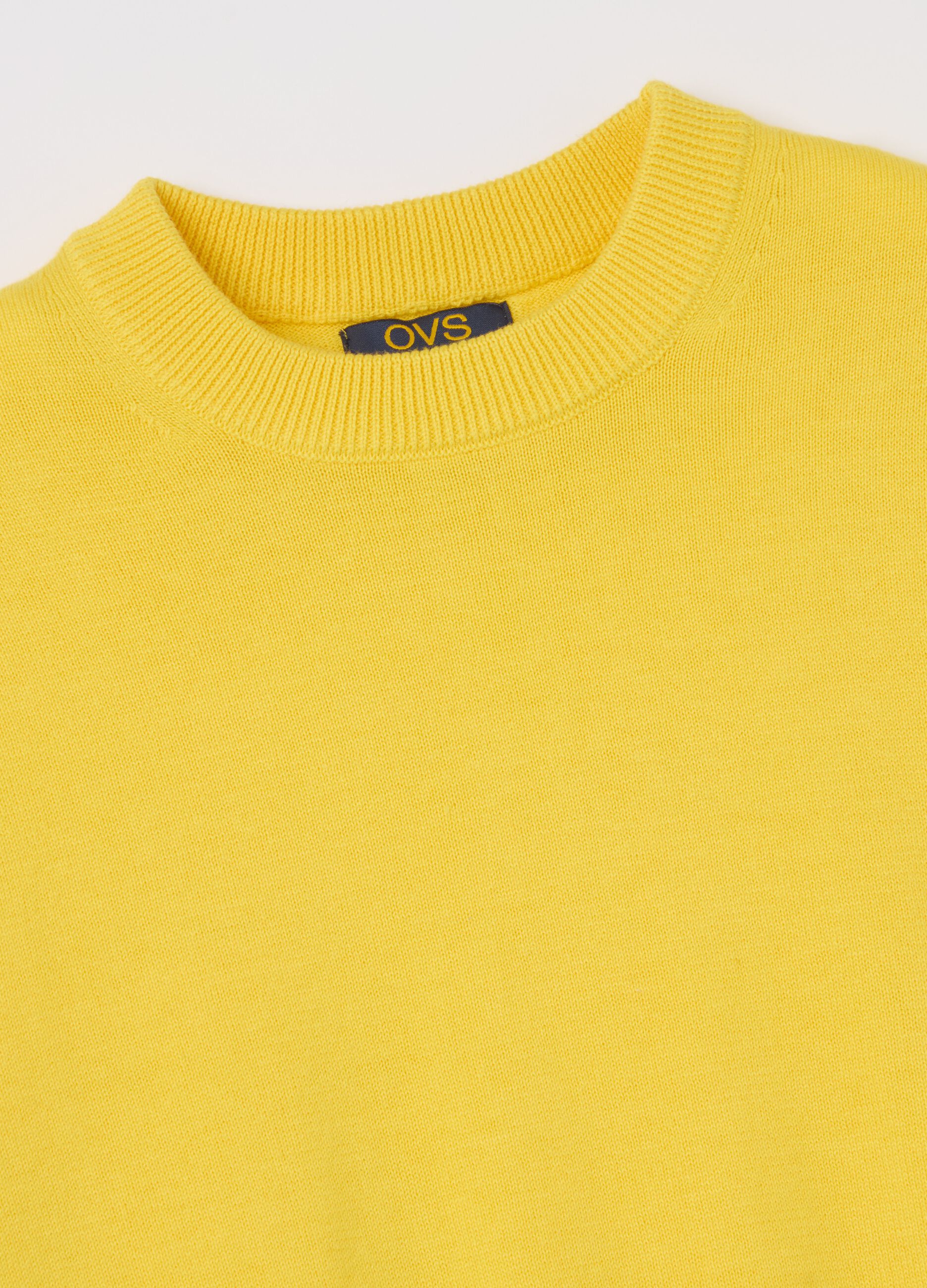 Solid colour cotton pullover