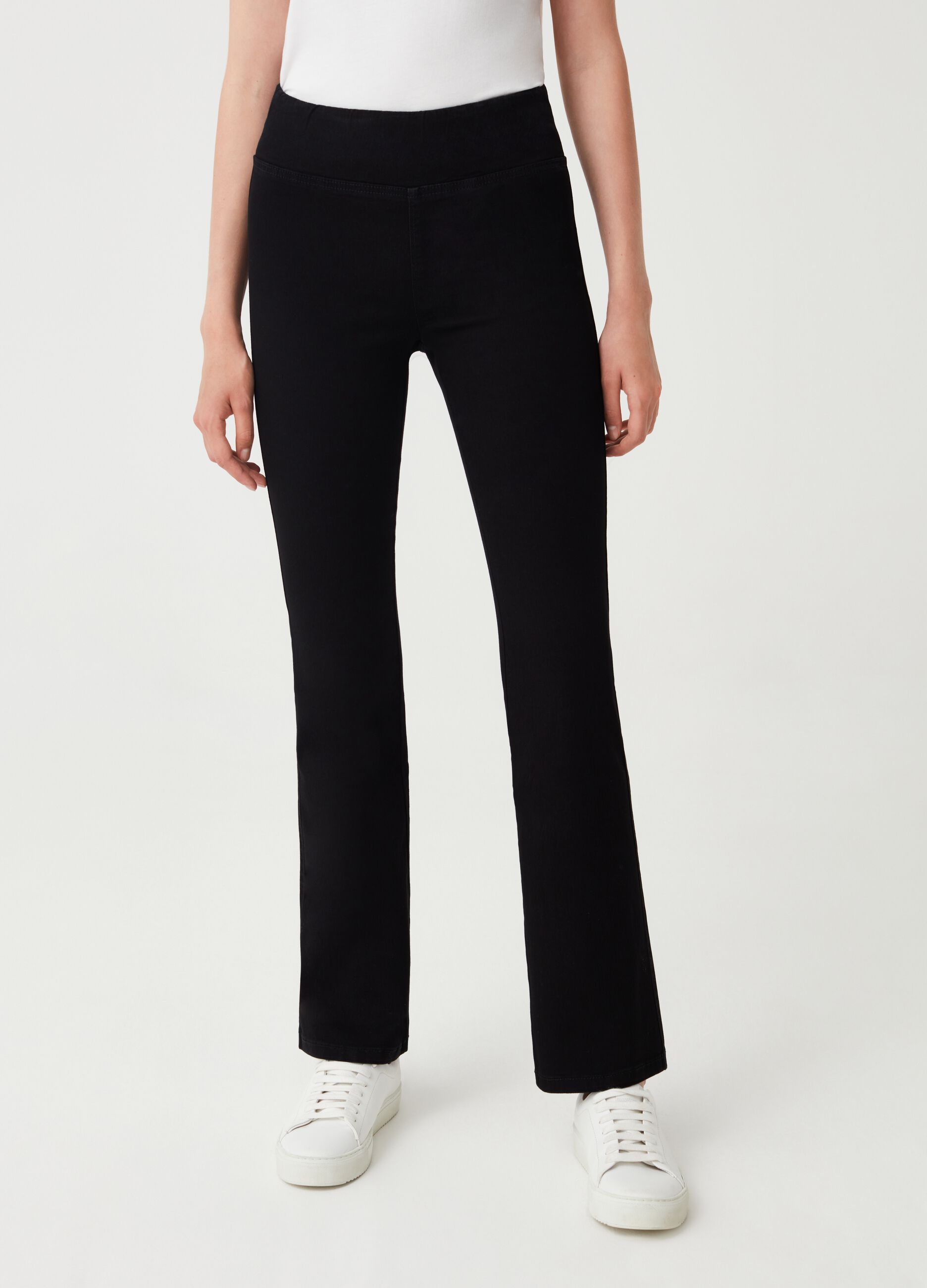 Jeggings flare fit a vita alta_1