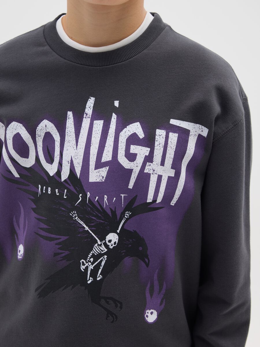 Dark grey pure cotton sweatshirt with print_2