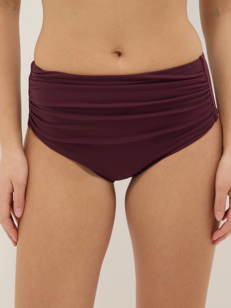 Purple high-waist stretch bikini bottoms with shaping effect_1