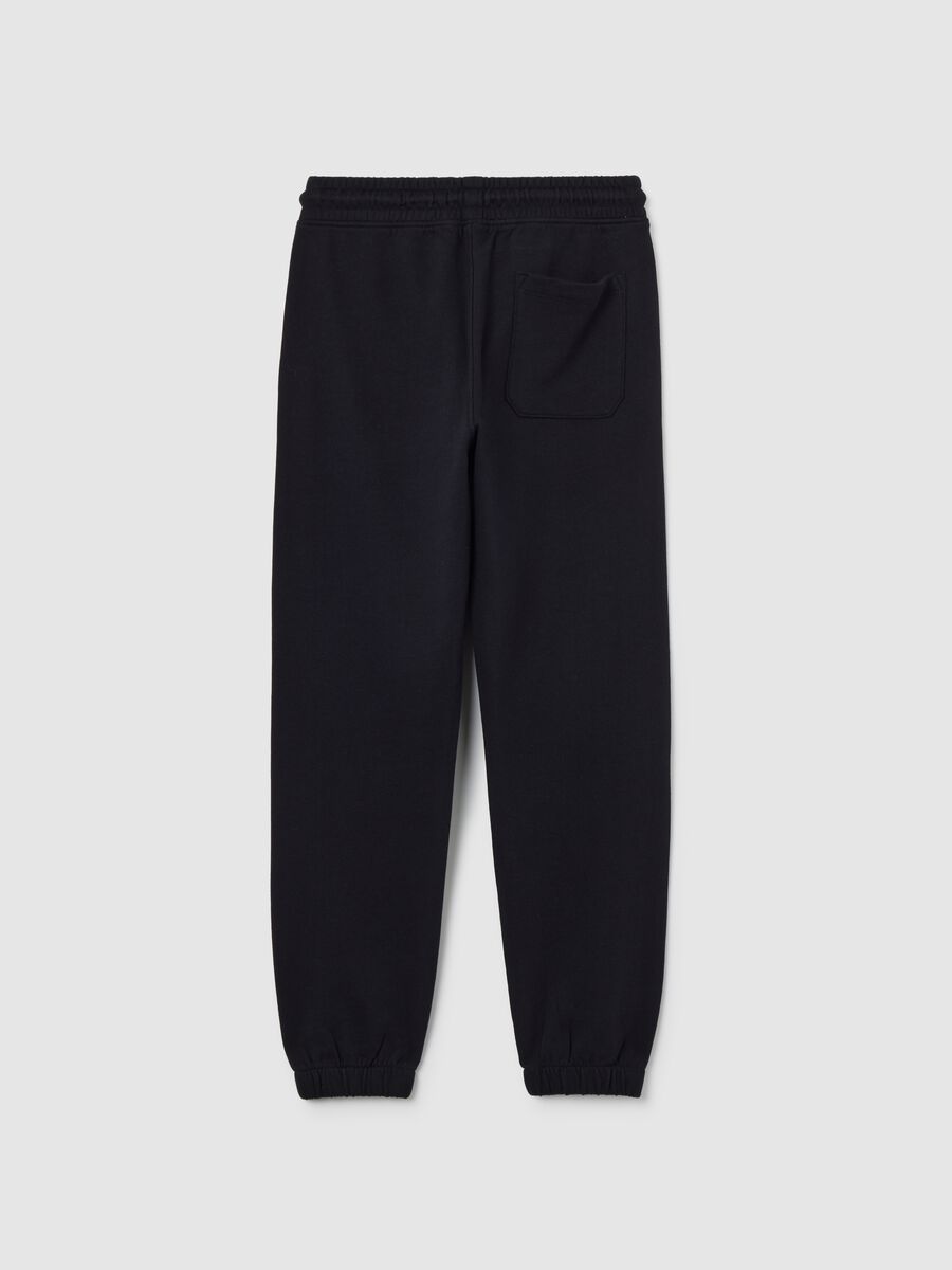 Pantaloni jogger da ragazzo in puro cotone nero regular fit_4