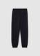 Pantaloni jogger da ragazzo in puro cotone nero regular fit_4