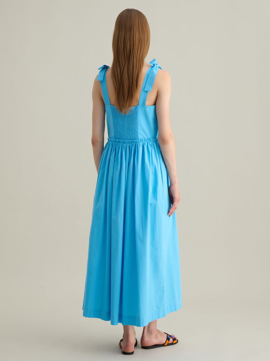 Women's long dress in pure blue cotton_3