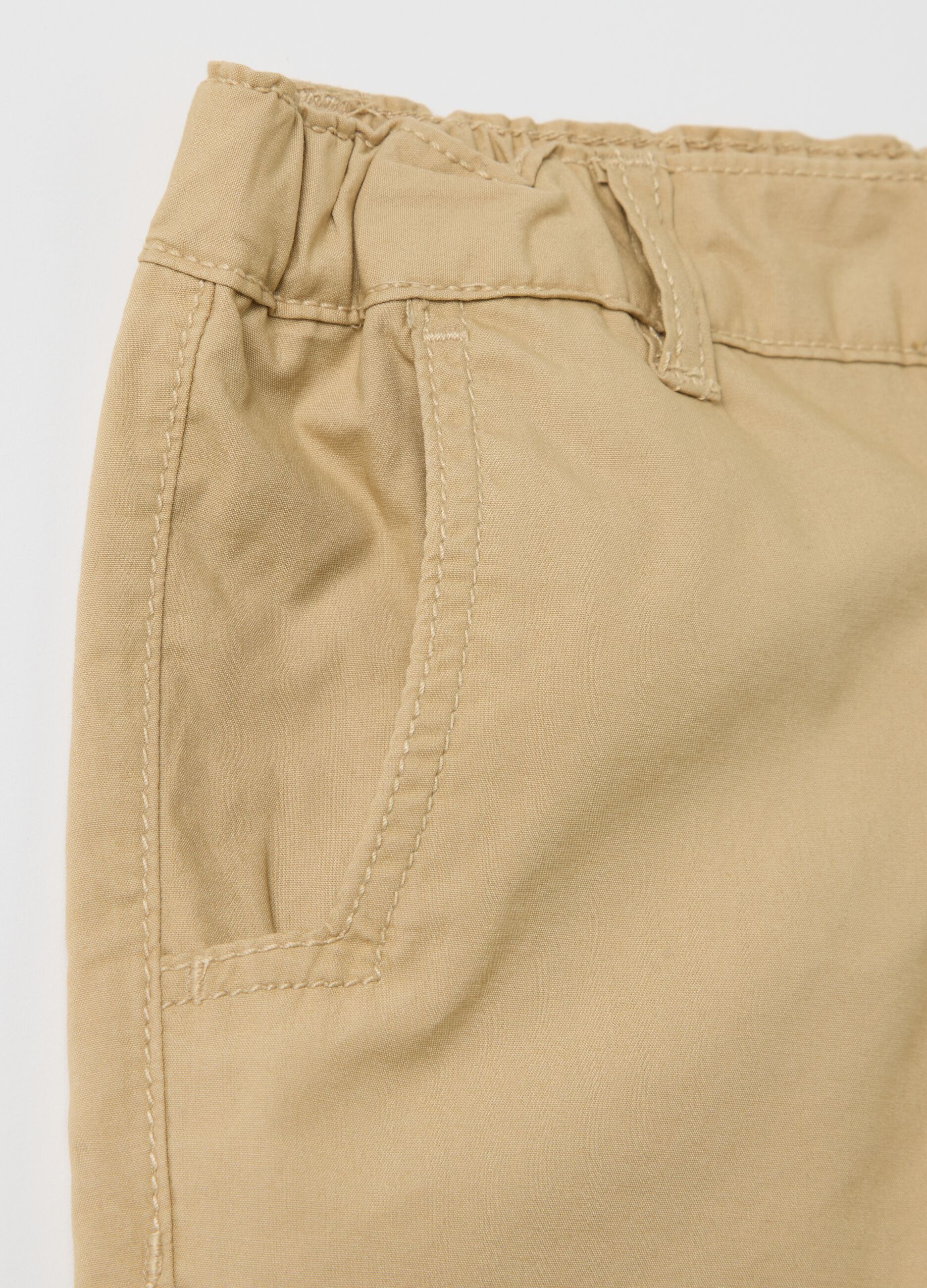 Poplin trousers with elasticated edging