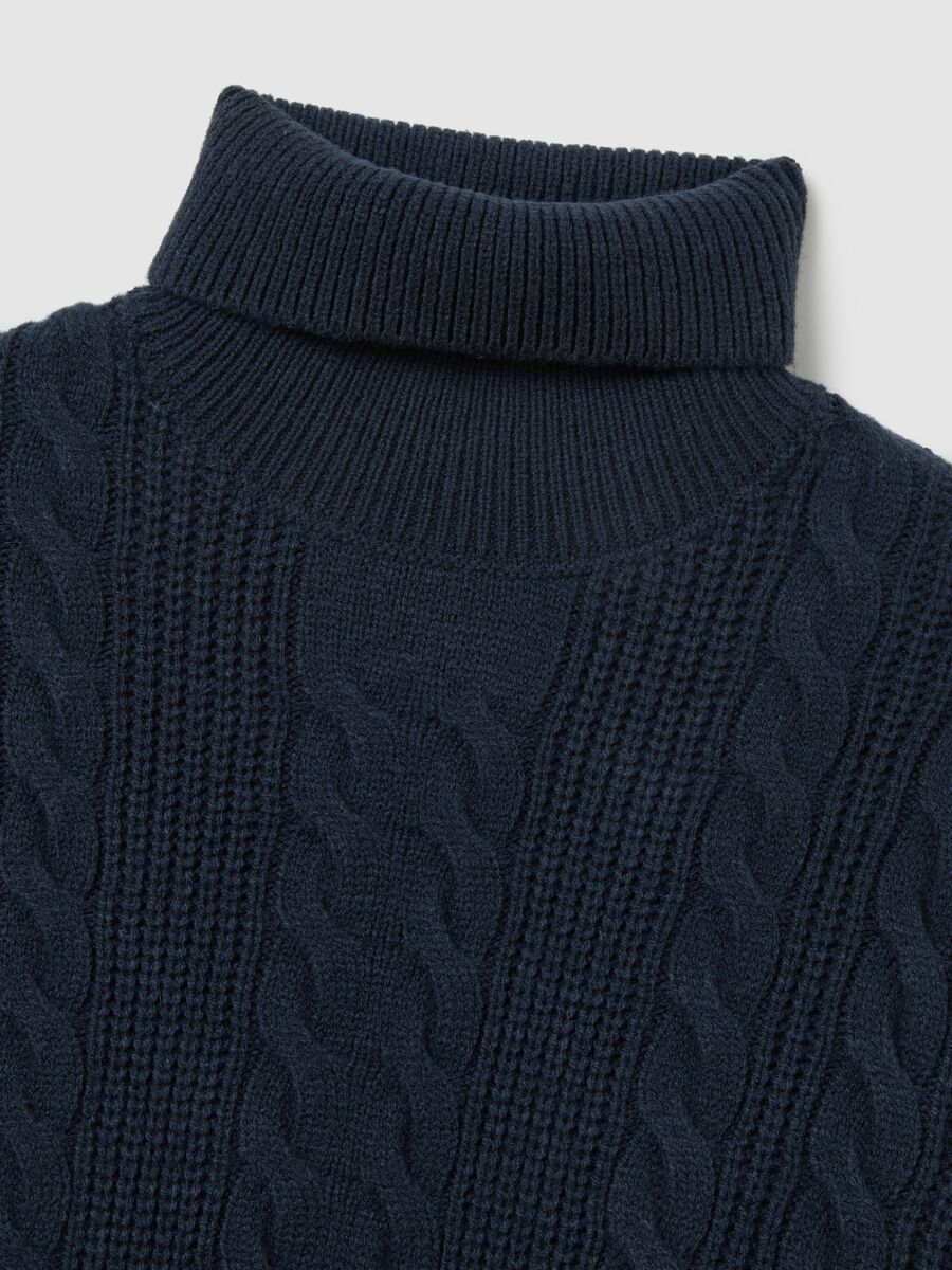 Blue high-neck sweater with regular fit and jacquard pattern_5