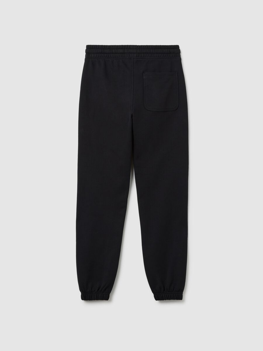 Boy's black pure cotton jogger trousers in regular fit_1