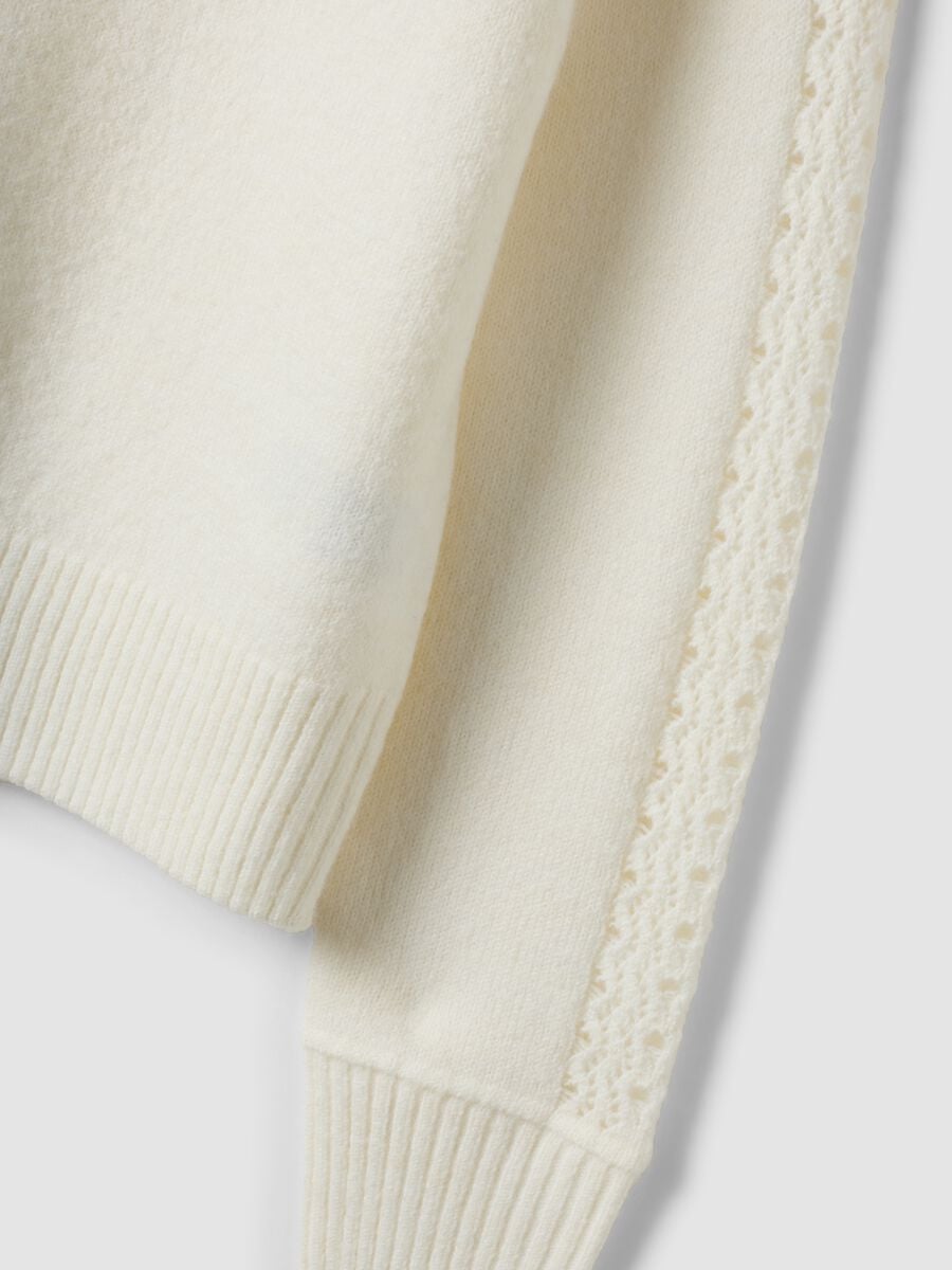 Maglia bianca girocollo in misto lana elasticizzata_4