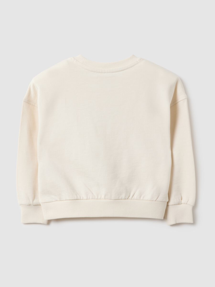 White pure cotton hoodie for girls regular fit with decorations_1