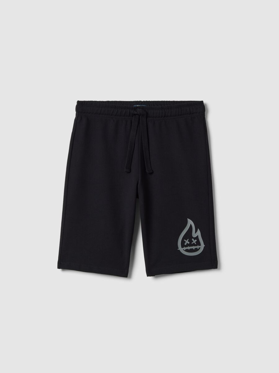 Regular fit black pure cotton shorts for boys_0