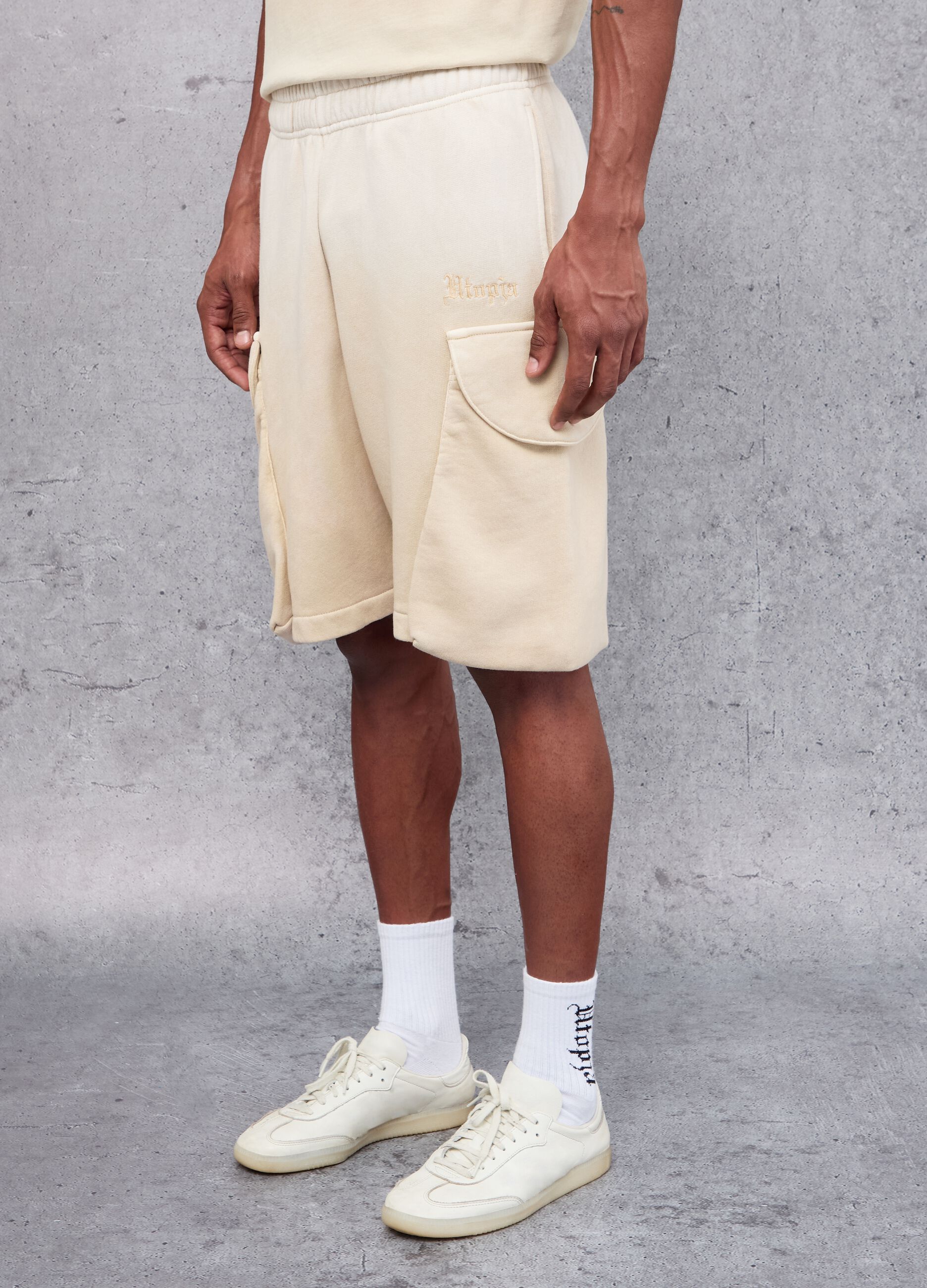Sunfaded Cargo Sweat Shorts Sand