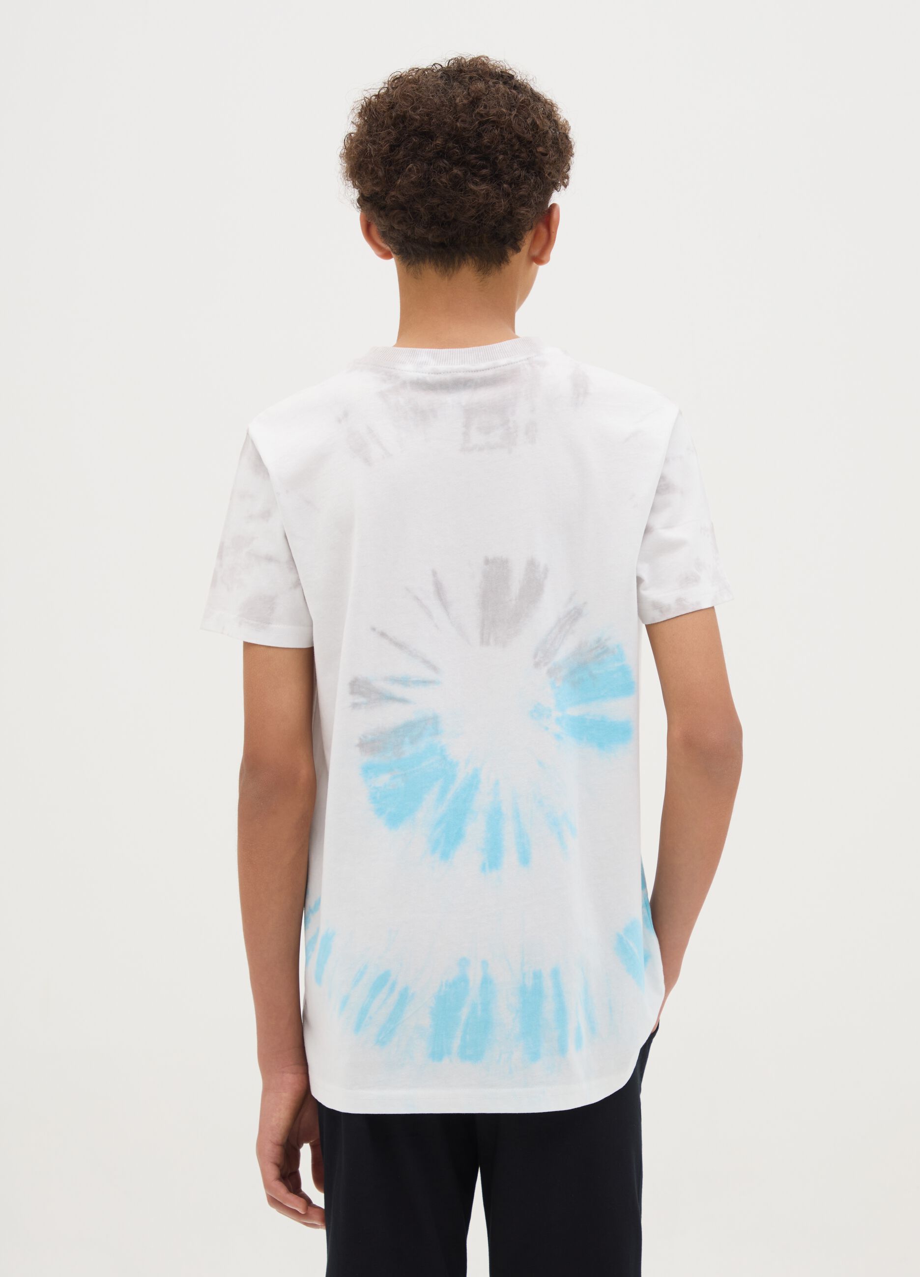 White tie-dye cotton T-shirt with Nirvana print