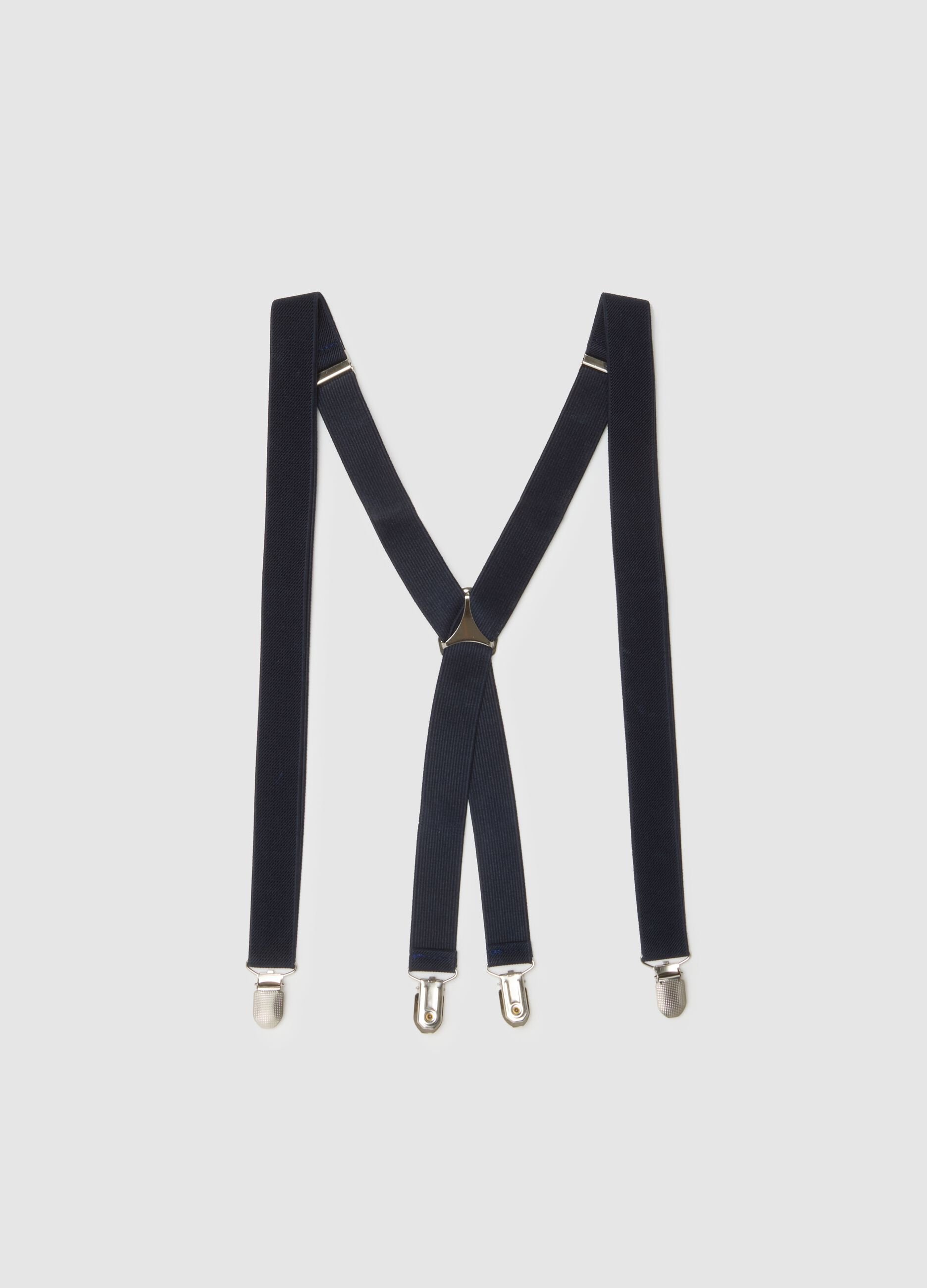 Blue braces with metal clips