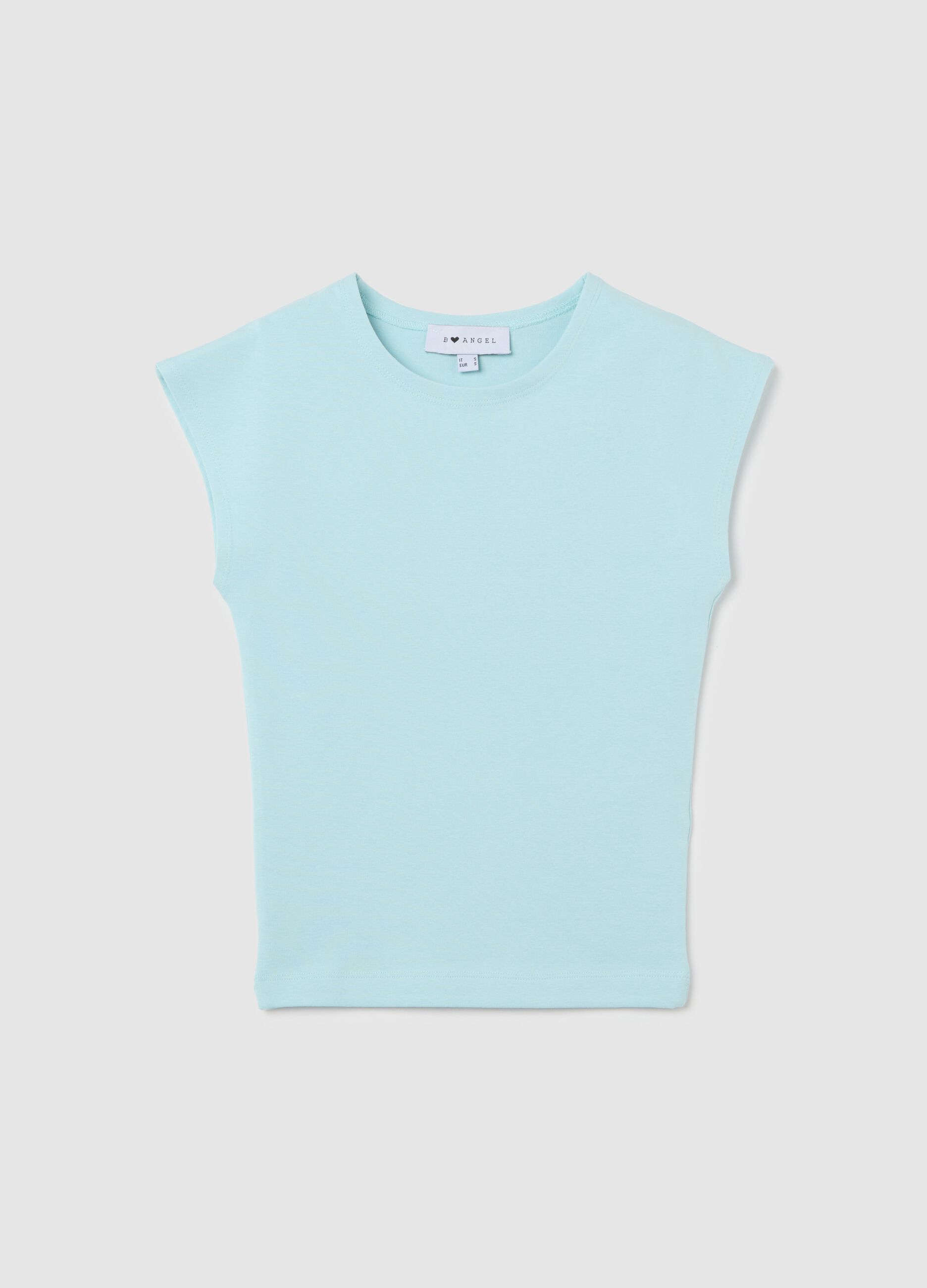 Women's light blue fitted vest top in stretch cotton