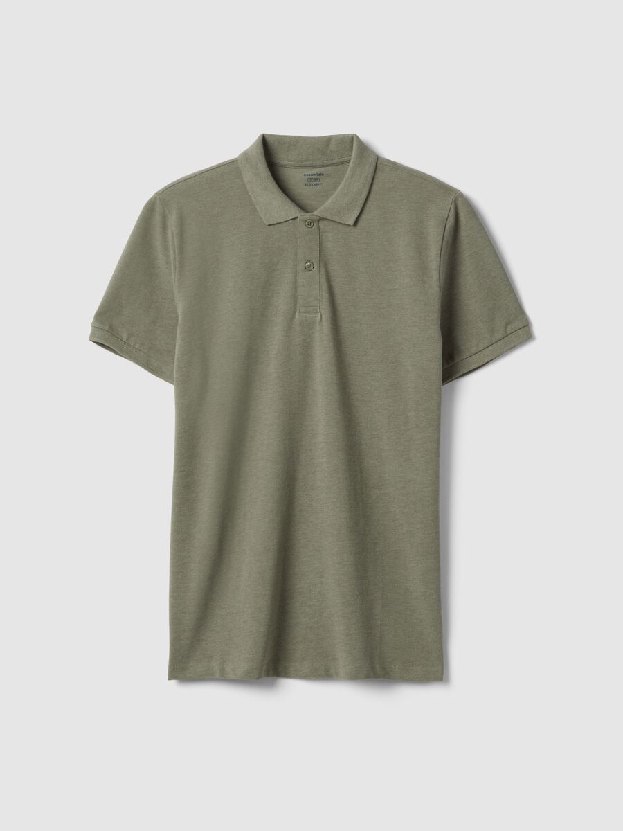 Short-sleeved green polo shirt in pure cotton_4