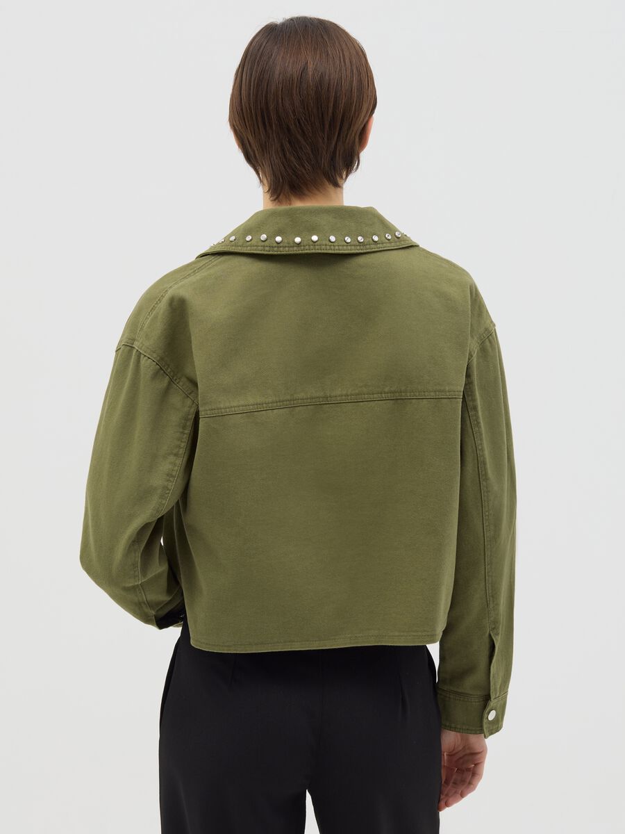 Green jacket in cotton with studs_3