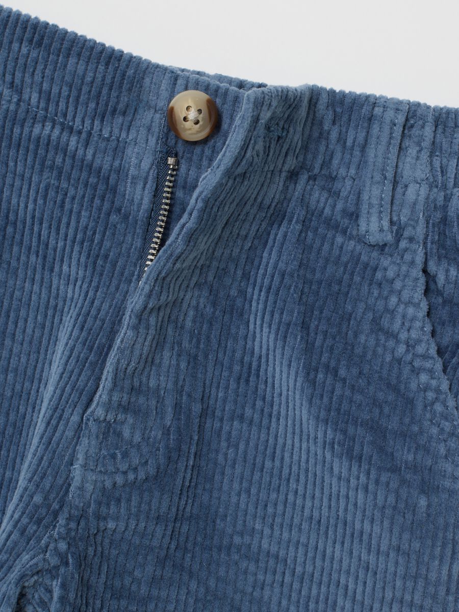 Children's blue regular fit ribbed cotton blend trousers_2