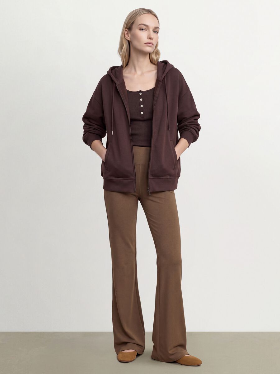 Leggings marroni flare fit in viscosa jersey elasticizzata_0