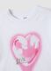 White pure cotton crew-neck T-shirt with heart print for girls_2