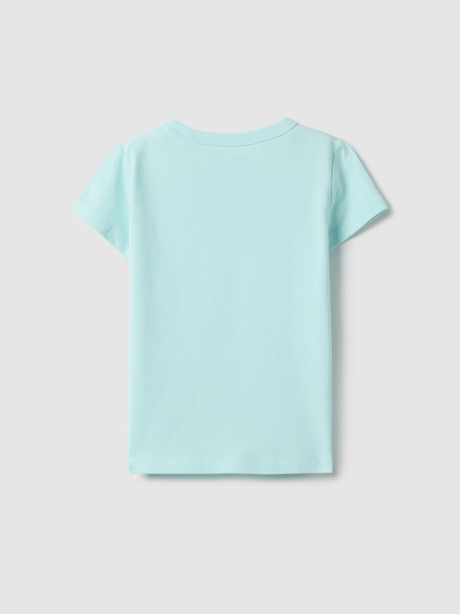 Blue cotton blend regular fit girl's t-shirt_1
