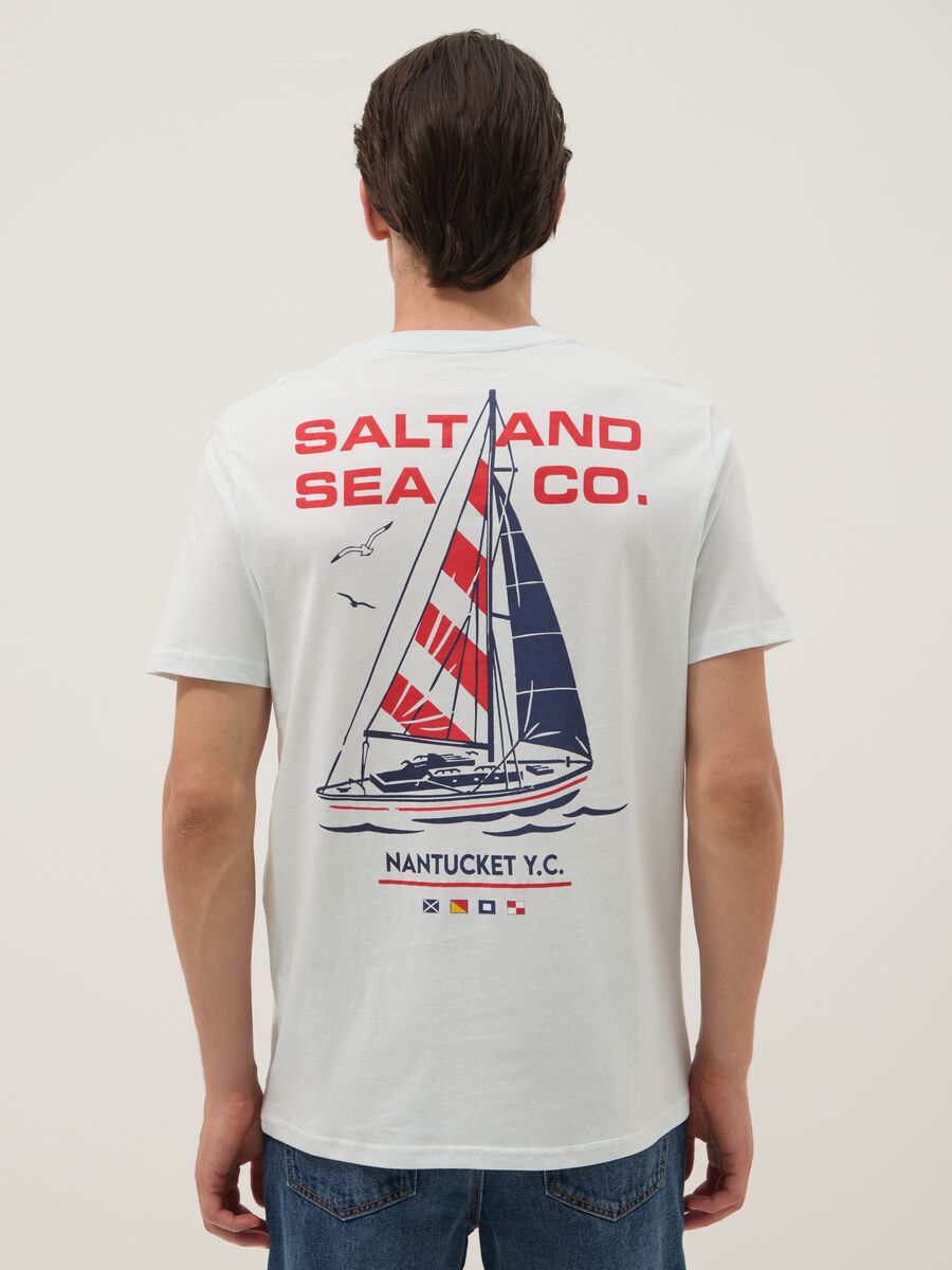 Light blue pure cotton T-shirt with front print_2