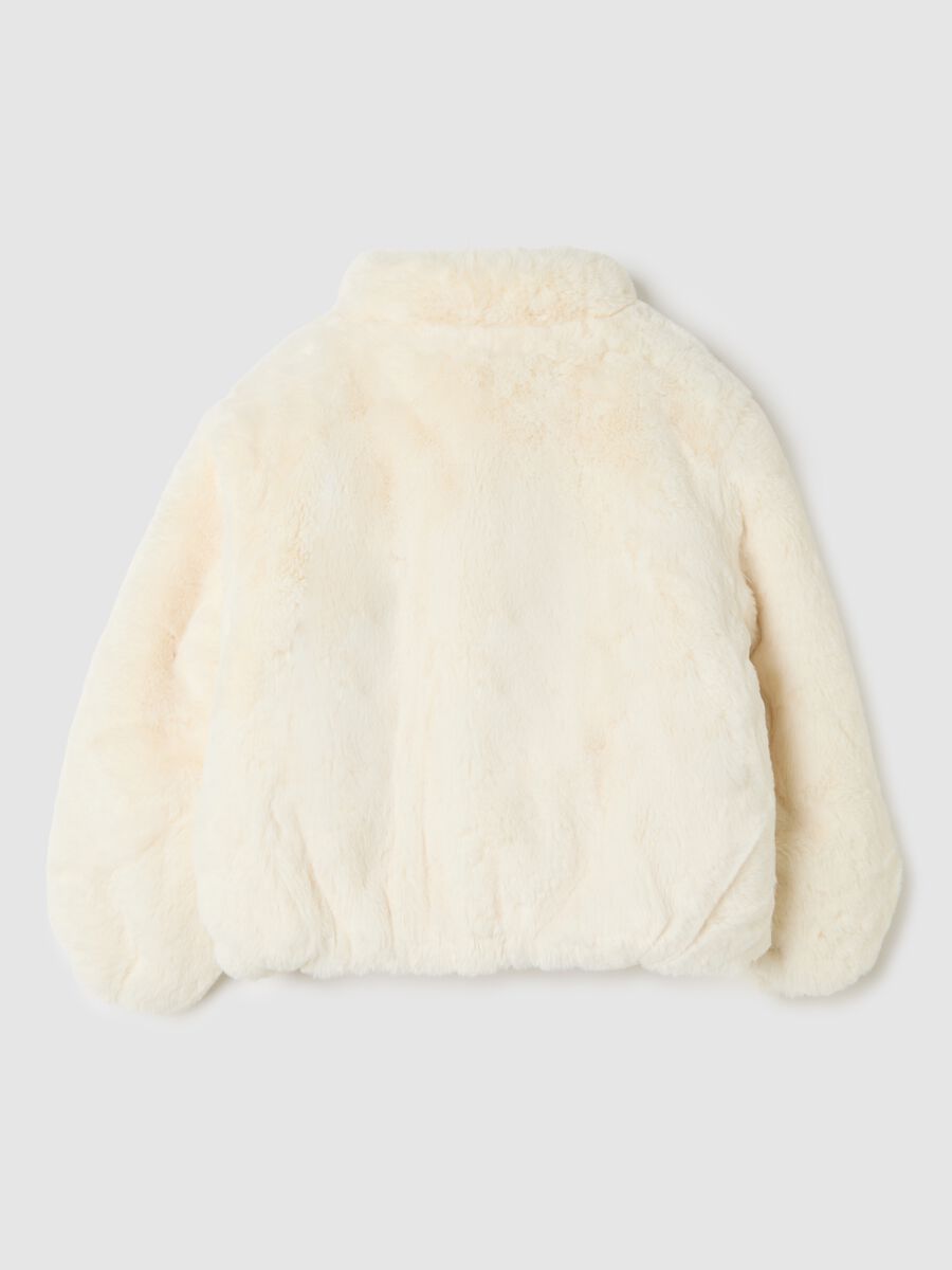 Girl's beige regular fit jacket with zip_1
