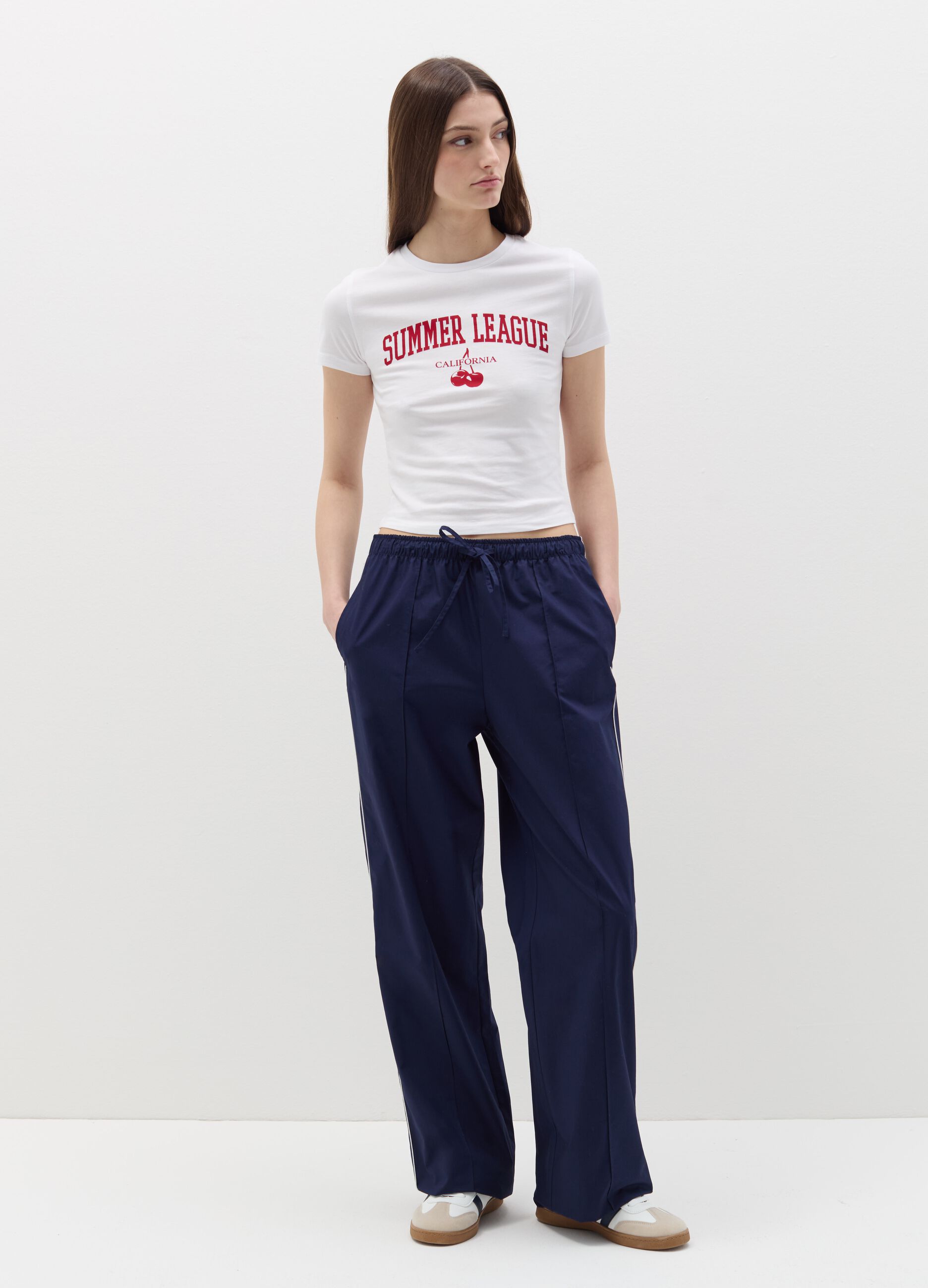 Crop T-shirt with lettering print