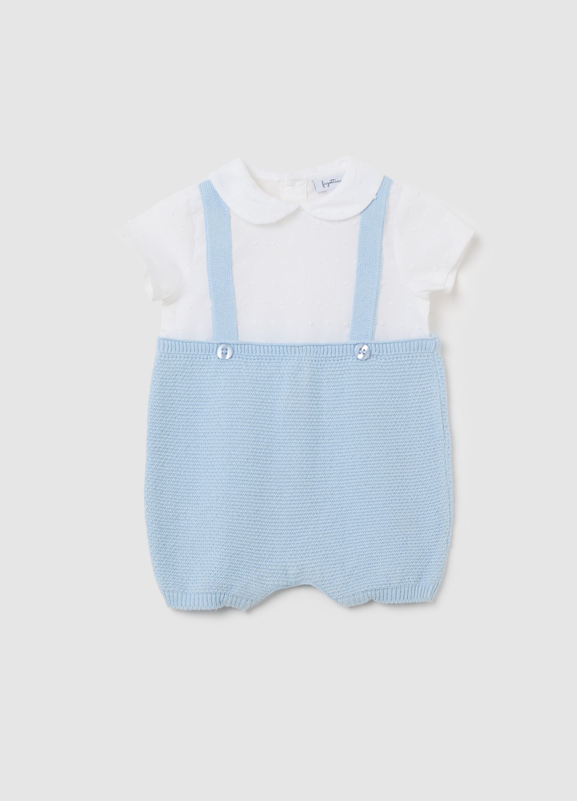 Pagliaccetto da neonato in puro cotone multicolor con colletto arrotondato