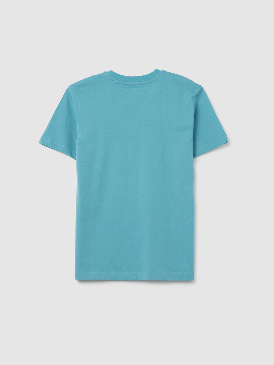 T-shirt da ragazzo in puro cotone azzurra regular fit con stampa_1